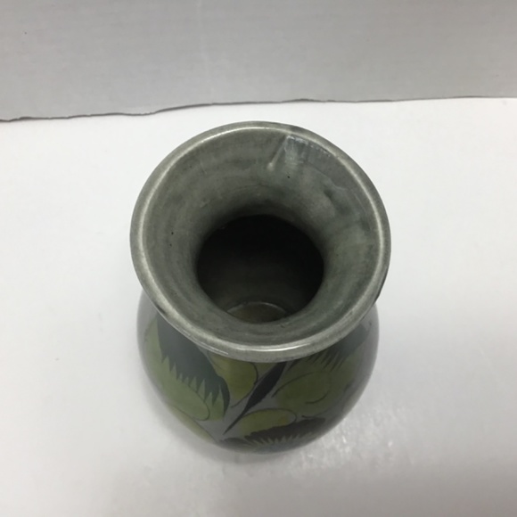 Vintage Tonala Grey Green Yellow Floral Pottery Vase - Picture 3 of 6